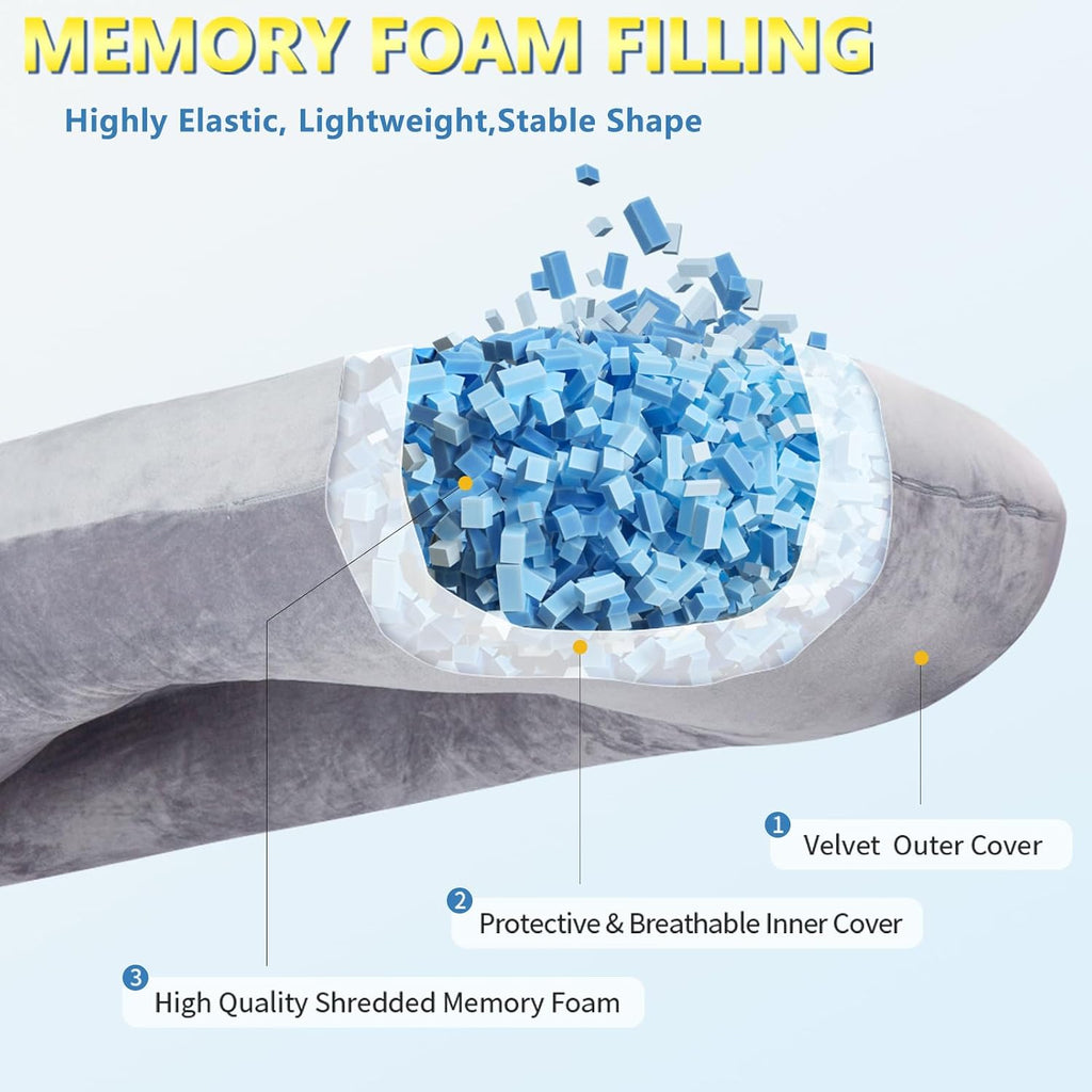 Shredded Memory Foam U Shaped Pregnancy Pillow with Cover | Shredded foam adapts to body curves, relieves back & hip