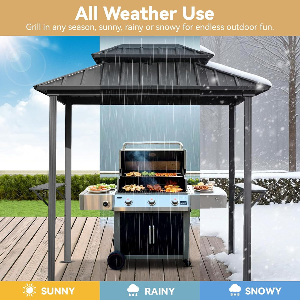 8' x 6' Grill Gazebo with Double Galvanized Steel Roof