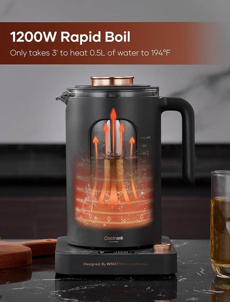Electric Tea Kettle with Infuser, ±1°F Temperature Control 1 Liter