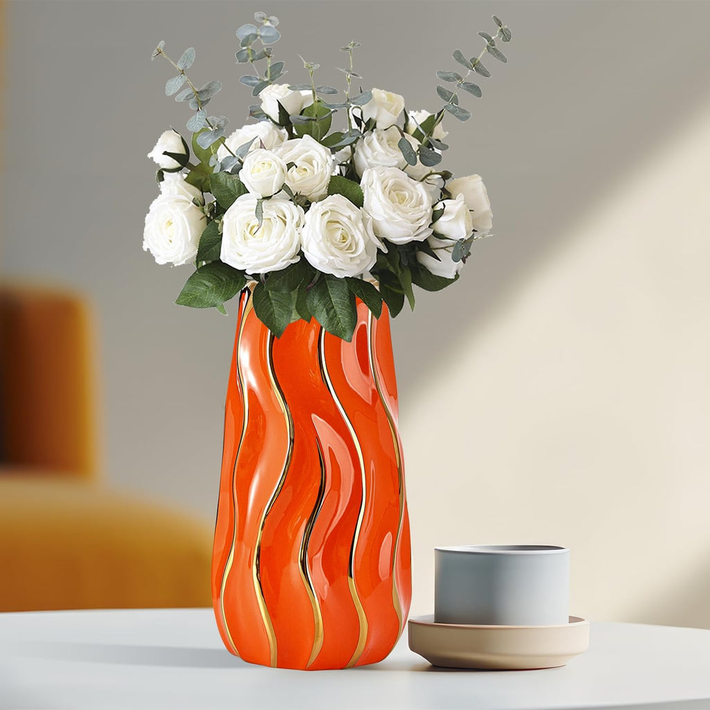 Ceramic Vase, Orange Vase