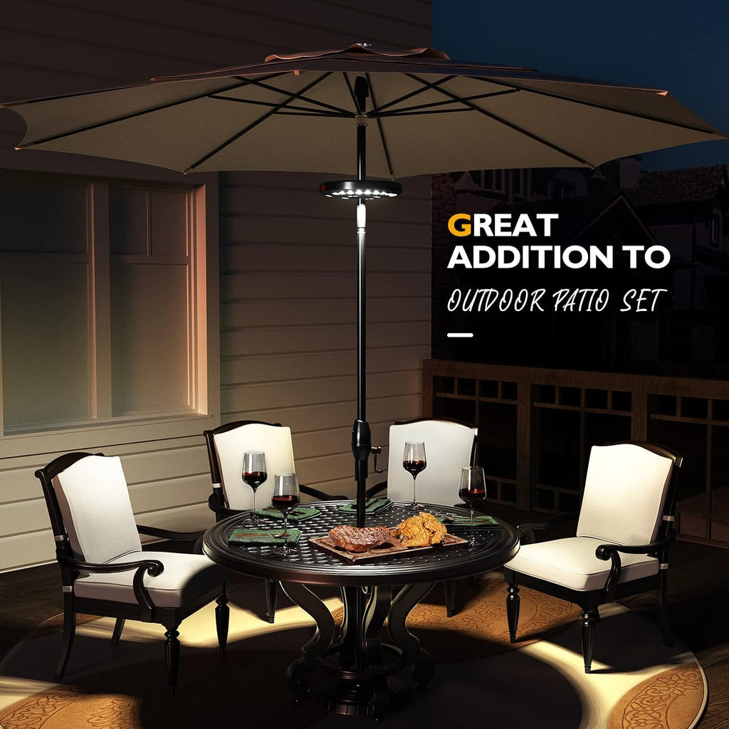 Rechargeable Patio Umbrella Light-28 LED White Umbrella Pole Light | 3 Brightness Modes Cordless Outdoor Light Table