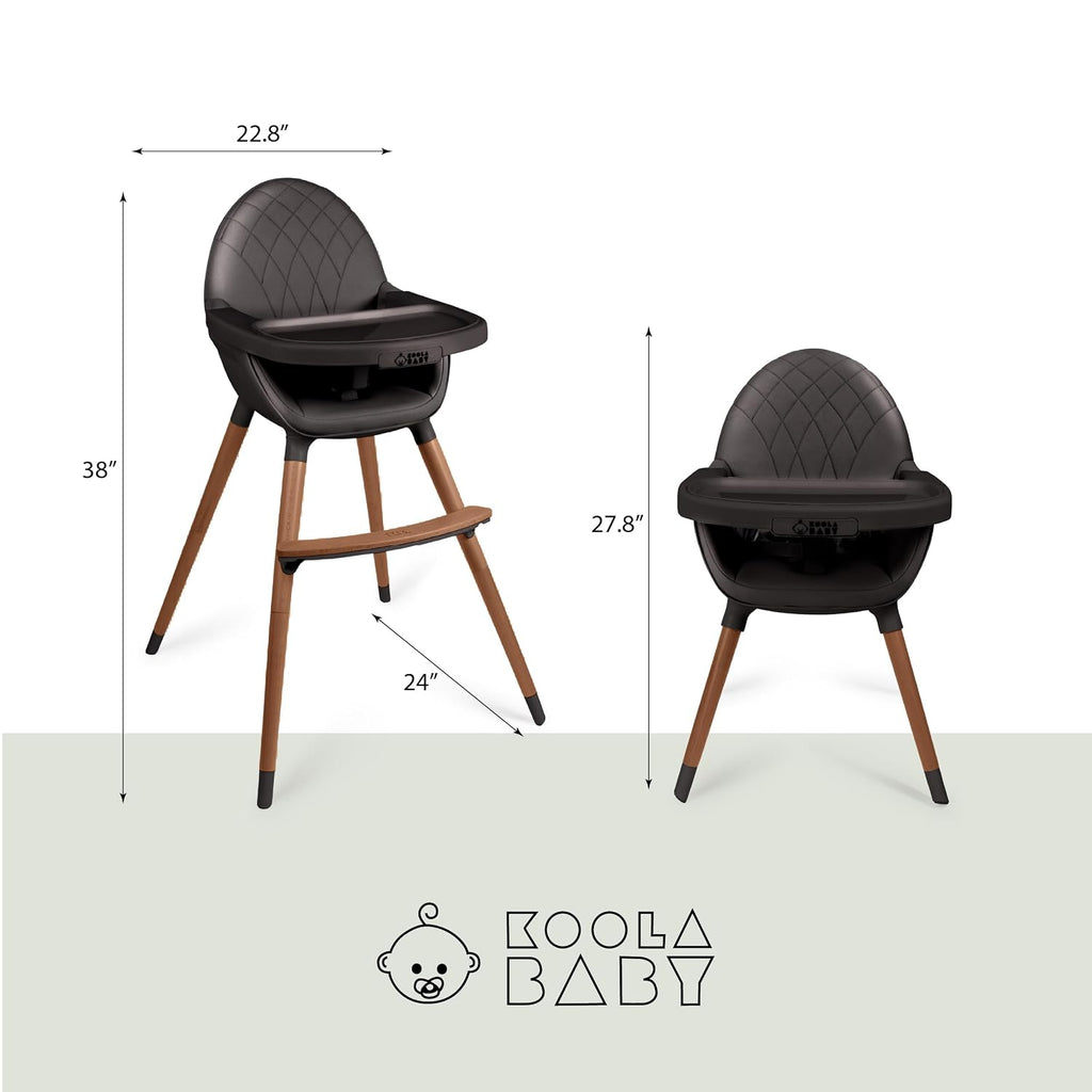 Convertible High Chair for Babies, Toddlers, Kids & Children - Wooden Highchair with Adjustable Height & Dishwasher