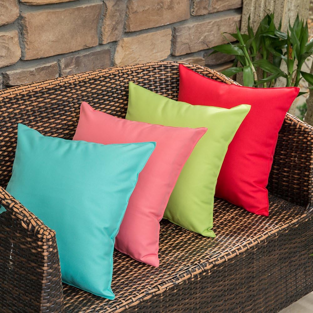 Pack of 2 Decorative Outdoor Waterproof Pillow Covers Square Garden Cushion Sham Throw Pillowcase Shell for Spring