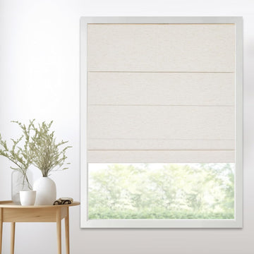 Cordless Blackout Roman Shades for Windows,Natural Woven Linen Fabric Roman Shades,Thermal Insulated Roman Blinds,UV