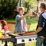 4-Burner Outdoor Propane Gas Griddle, 40,000 BTU Flat Top Grill with Side Shelves for Camping and Backyard