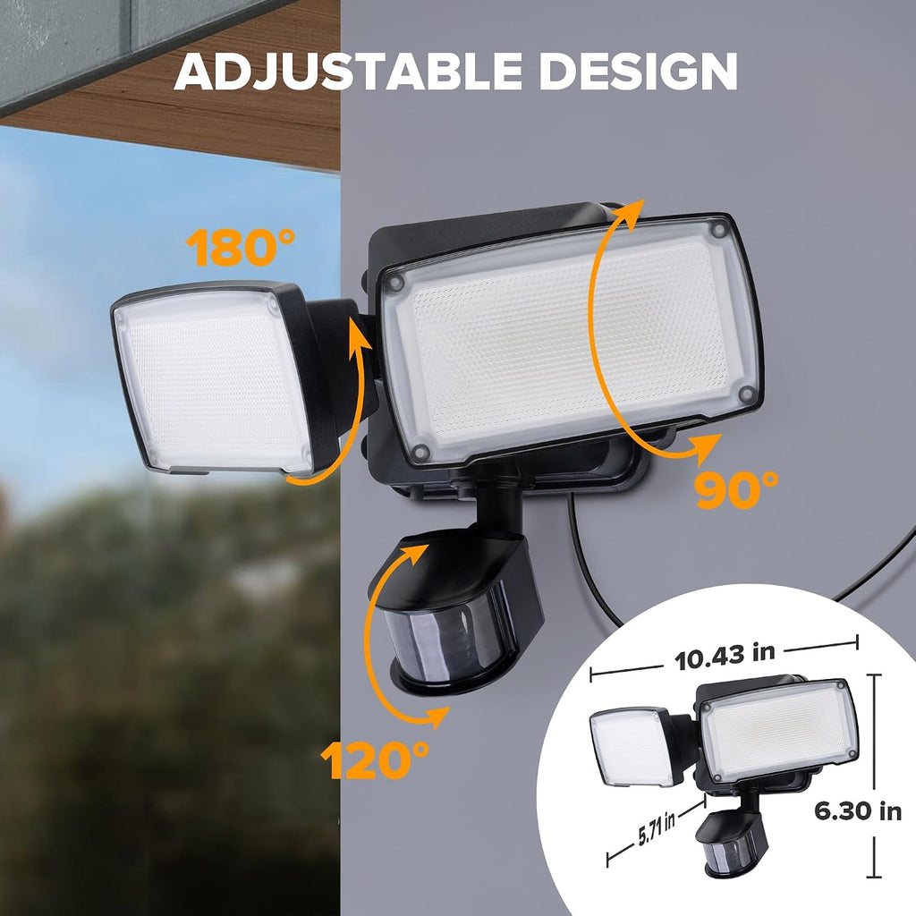 21W Plug in Motion Sensor Light Outdoor, Flood Lights Outdoor Motion Sensor,2500LM, 5000K Daylight,IP65