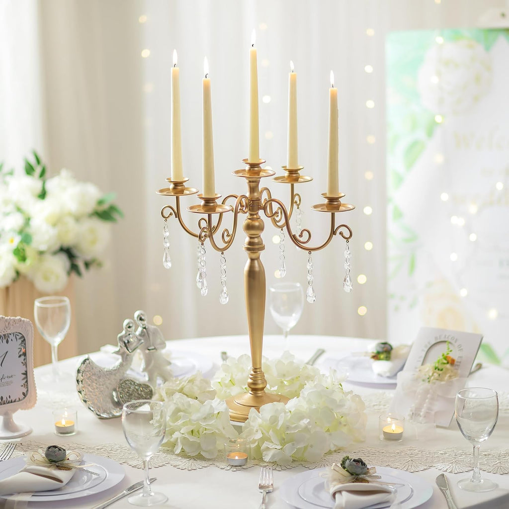 Gold Candelabra Candle Holder: 5 Arm Candelabras Centerpiece Table Decorationsandleholders for Dining Table
