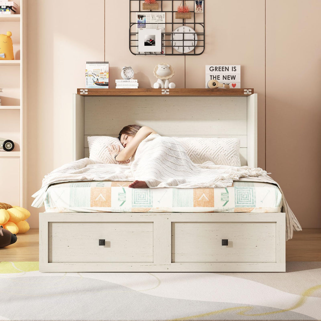 Full Murphy Bed with Storage & Charging Station