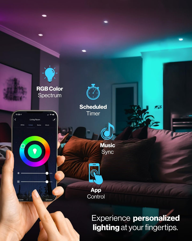 BR30 Smart Flood Light Bulbs, Color Changing LED Recessed WiFi Bulb, 8W RGBCW, Dimmable, 650 Lumens, Compatible with