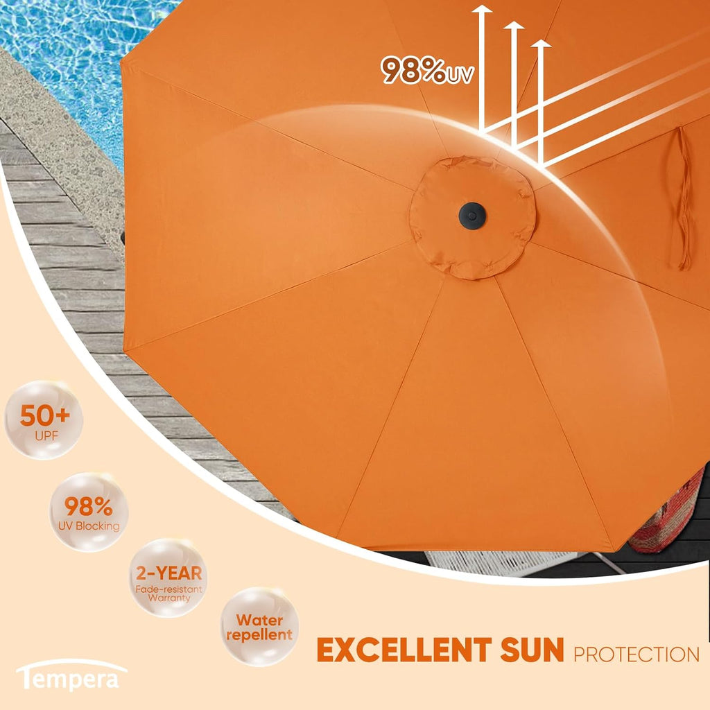 Patio Market Outdoor Table Umbrella with Push Button Tilt and Crank - Brick