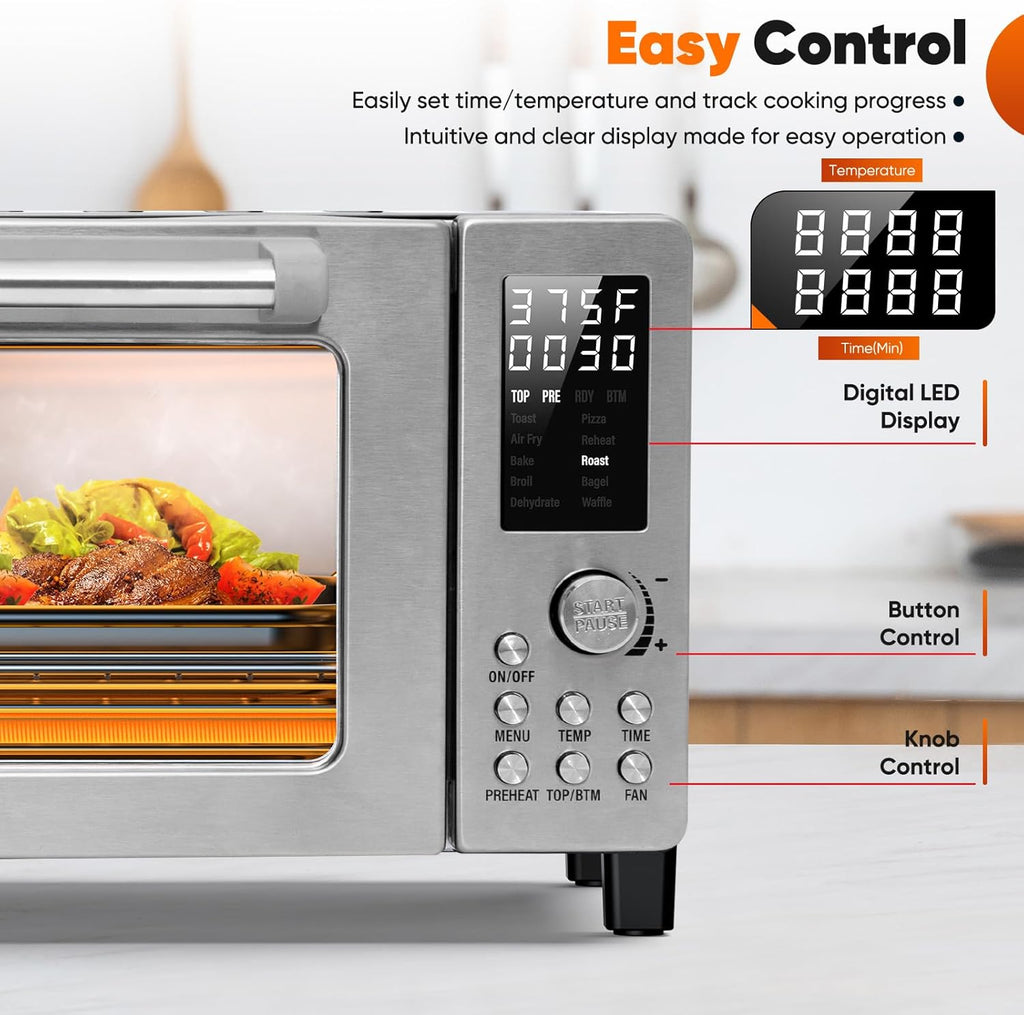 Bravo Pro Convection Air Fryer Toaster Oven Combo, 2025 New and Improved, 10-in-1, 50°-450°F Temp Controls, Quick & Even Crisp Technology, 21Qt Capacity, Stainless Steel, PFAS Free