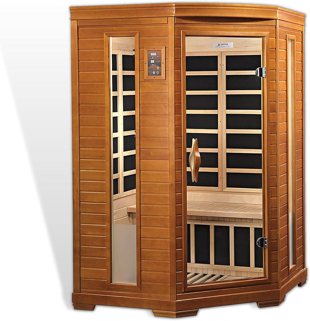 2 Person Infrared Corner Sauna for Home, Low EMF Indoor Saunas Full Size Indoor Personal Spa 49" x 48" x 76" A129-B00L12UGPU