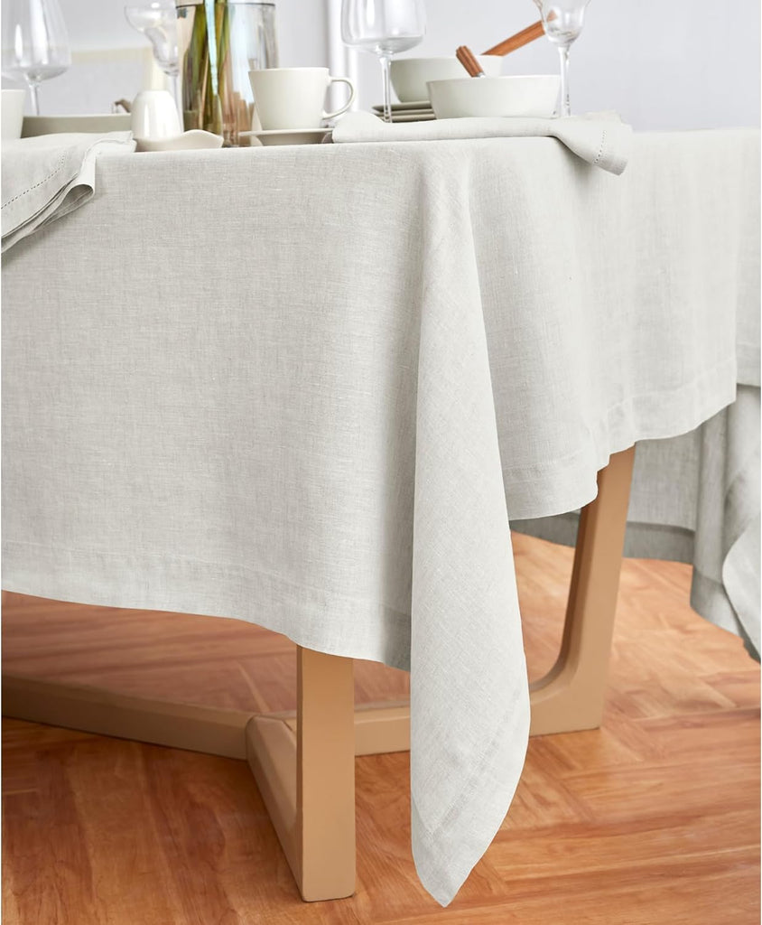 Linen Tablecloth 70 x 90 Inch - 100% Pure Linen Light Flax Table Cloth for Rectangle Tables - Sonoma