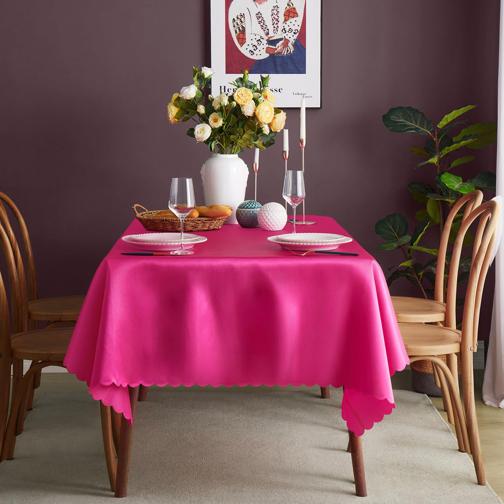 4 Pack Hot Pink Satin Tablecloth 58" x 102"