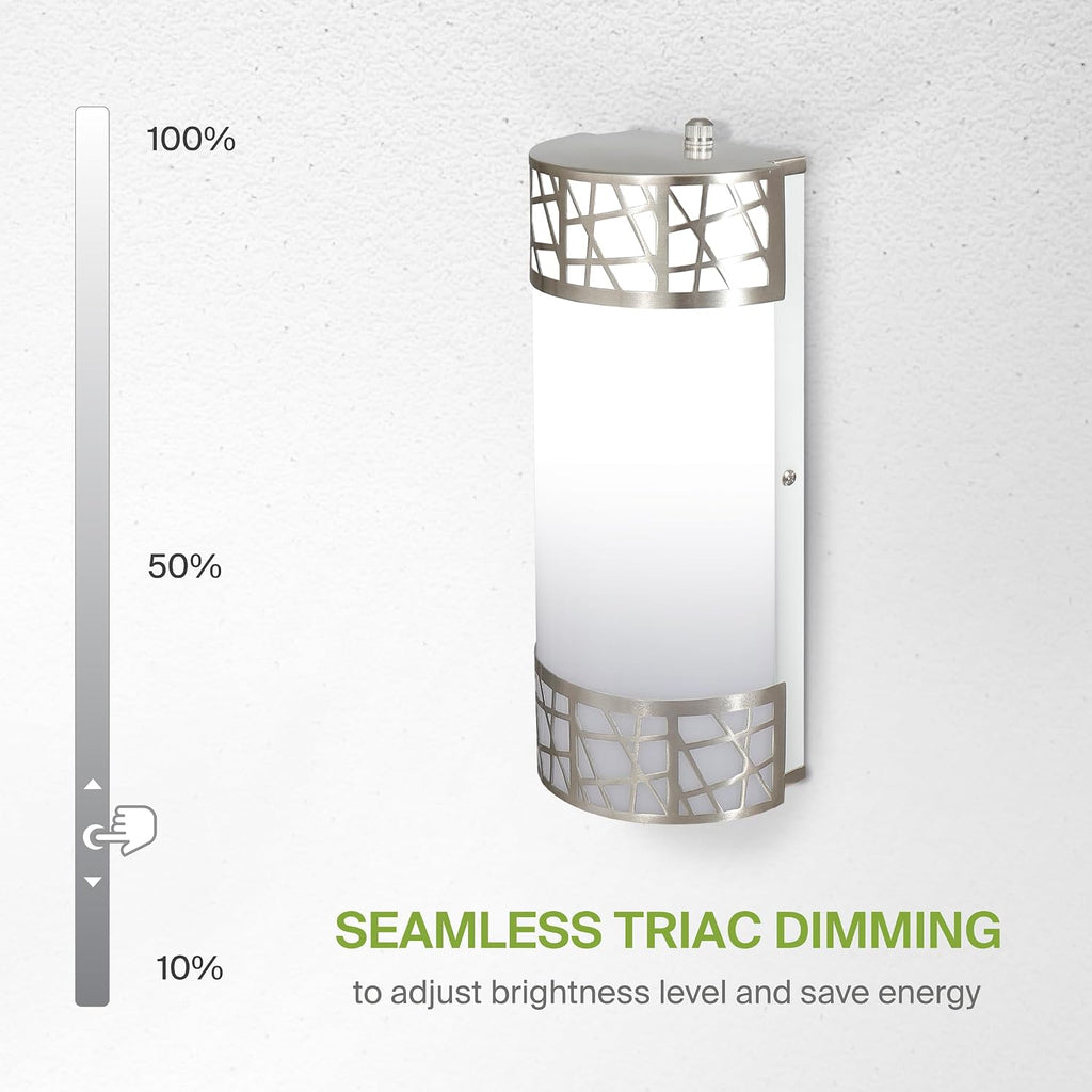 12 Inch LED Indoor Wall Sconce - Brushed Nickel Modern Dimmable 15W 2700K-5000K Adjustable Wall Mounted Light