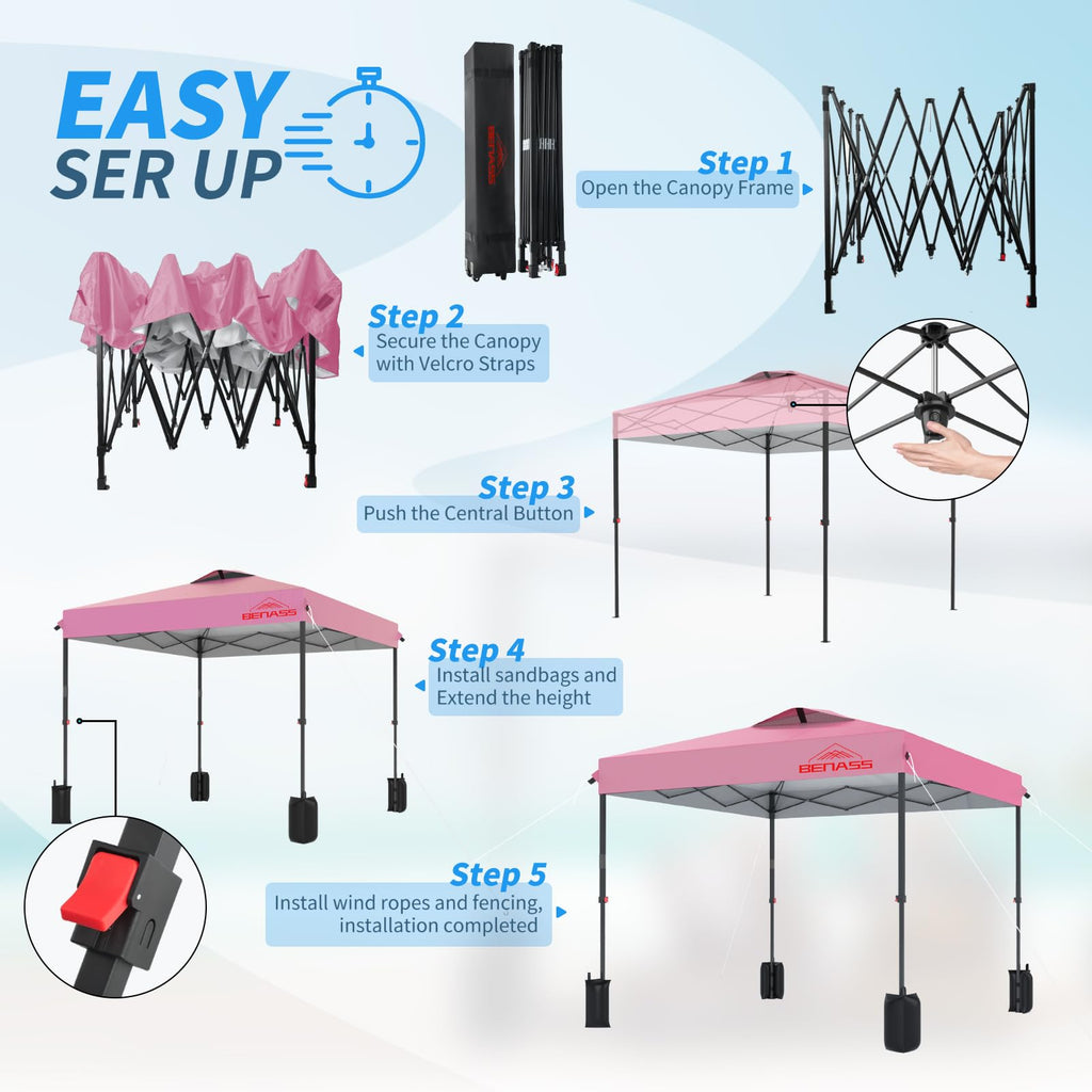 10x10 Pop Up Canopy Tent, Pink