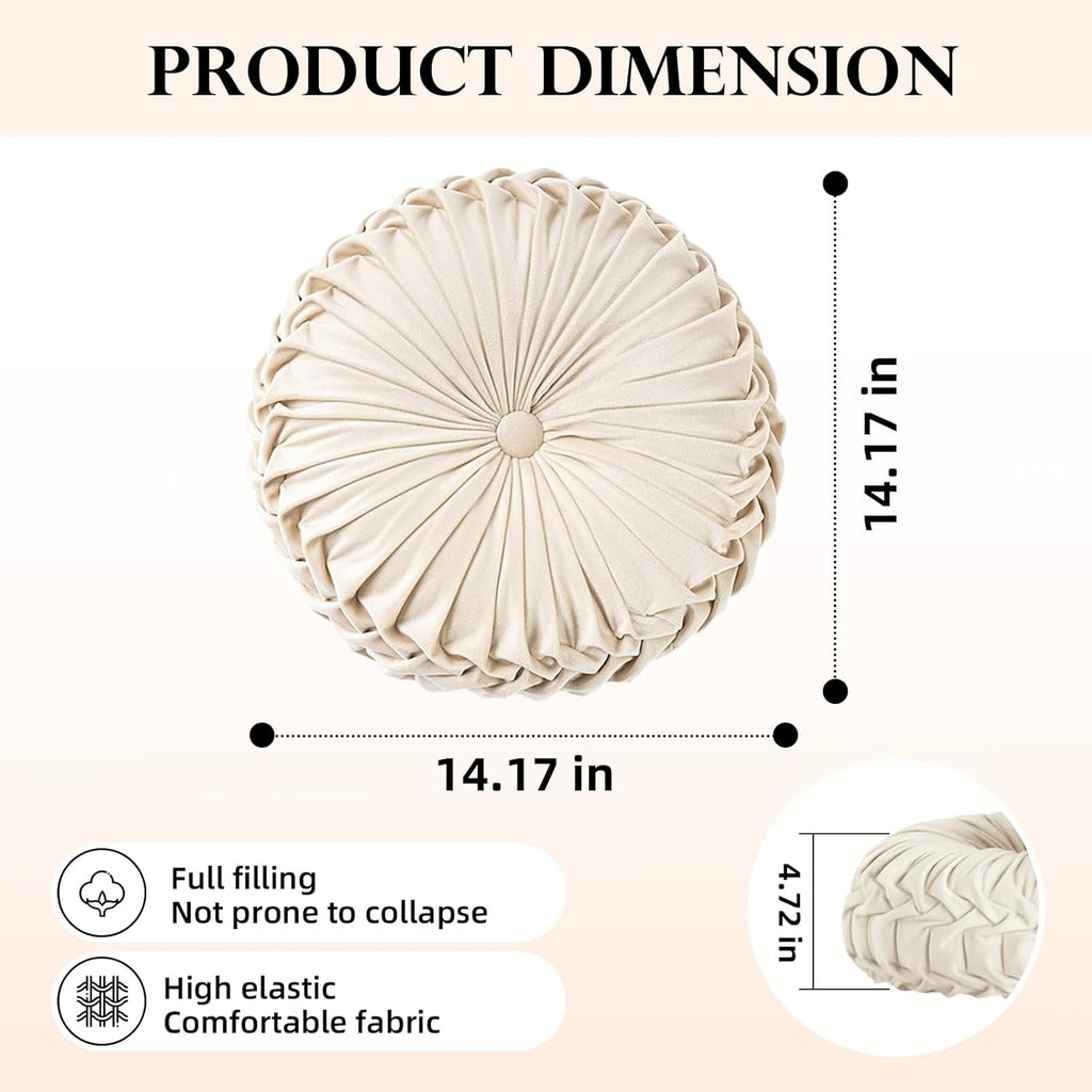 Round Throw Pillow Velvet Home Decoration Pleated Round Pillow Cushion