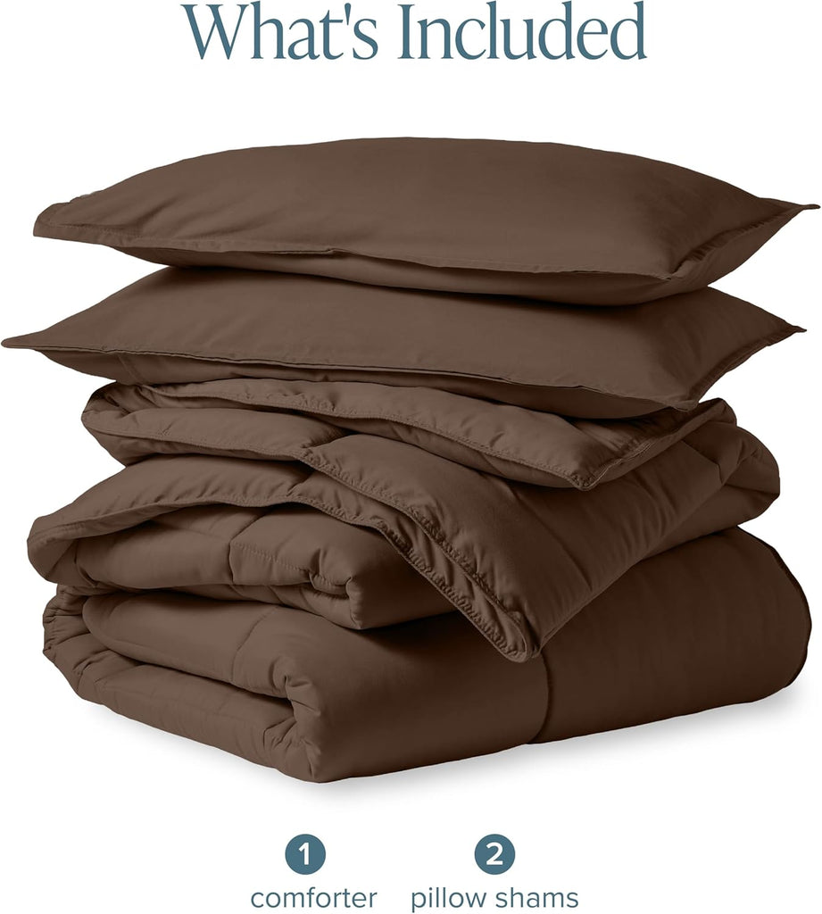 Comforter Set - Ultra-Soft - Goose Down Alternative - Premium 1800 Series - All Season Warmth (Cocoa)