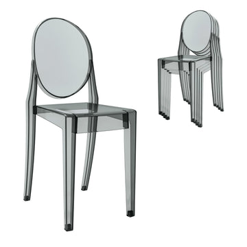 Ghost Chairs, Stackable Acrylic Event Chairs, Set of 4, Grey