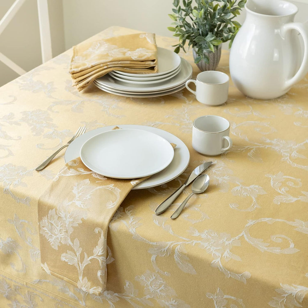 Harmony Scroll Woven Damask Fabric Tablecloth, Everyday, Parties, Special Occasions, Weddings Table Cloth