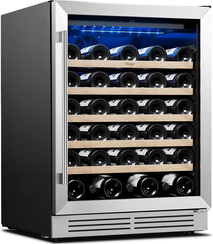 Wine Fridge Cooler - 24 Inch Wine Fridge Hold 52 Bottles, 40-65°F Wine Refrigera