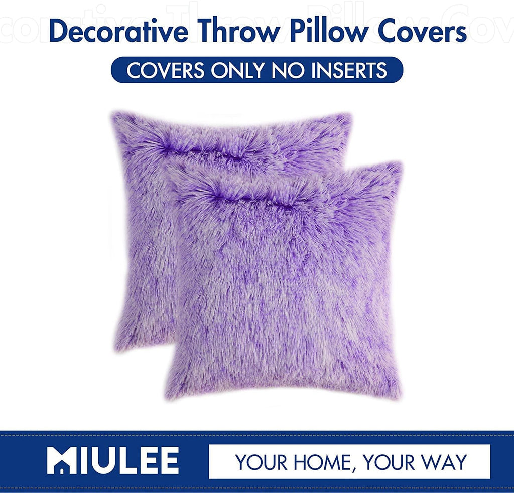 Pack of 2 Ultra Soft Fluffy Throw Pillow Covers Decorative Plush Shaggy Double-Sided Faux Fur Pillow Cases Cushions