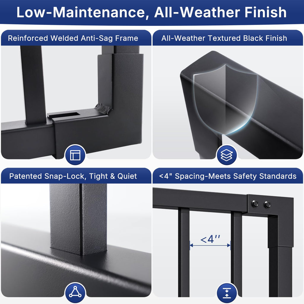 3ft x 36in Aluminum Deck Gate Kit with Self Closing Hinges & Latch
