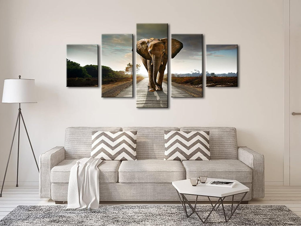 5 Panels Elephant Pictures Paintings on Canvas Prints Wall Art Bedroom Home Decorations Modern Stretched