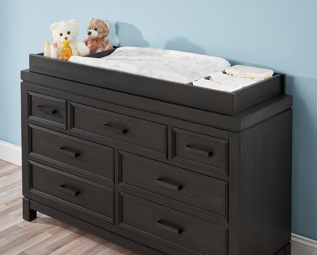 Premium Changing Topper for 7-Drawer Dresser, Smooth Black Iron Finish