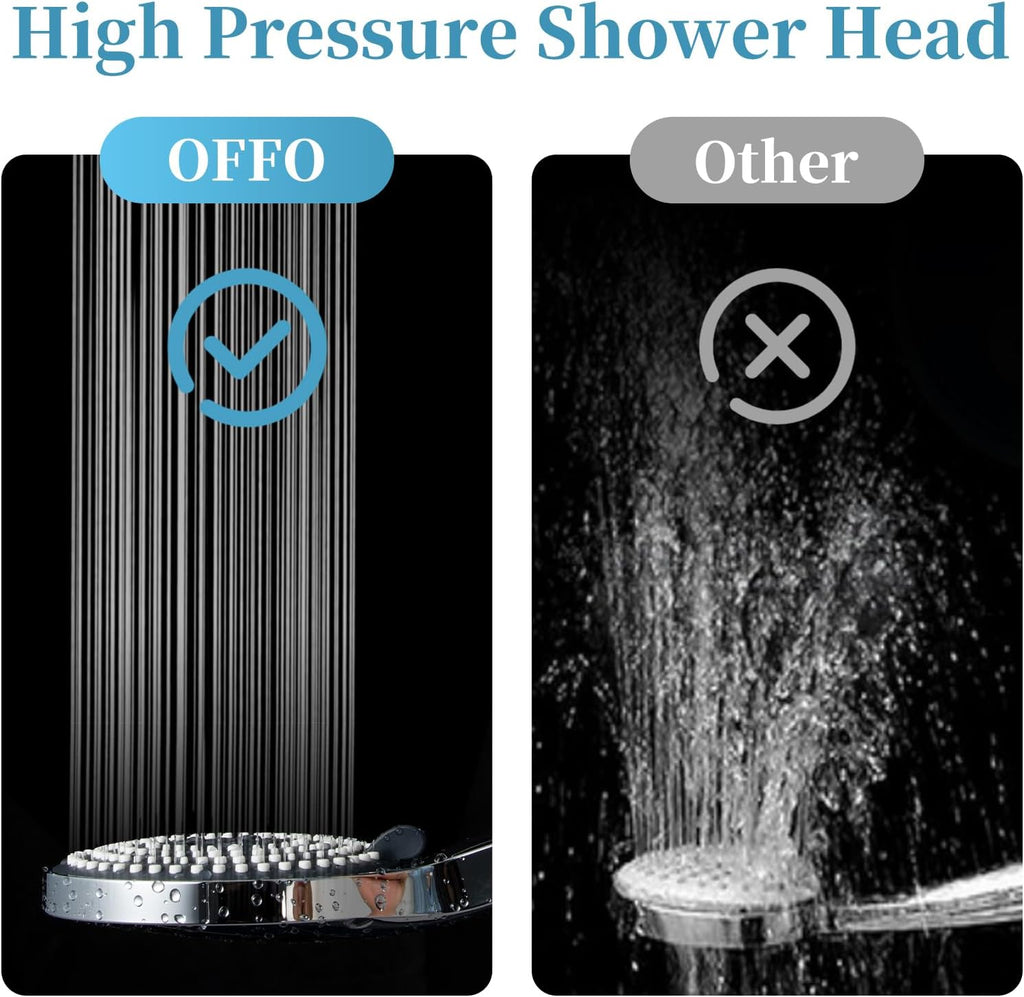 Handheld Shower Head, 6-Mode High Pressure Handheld Sprayer High Flow Large Powerful Boosting Handheld Showerhead for Low Water Pressure, Chrome Finish