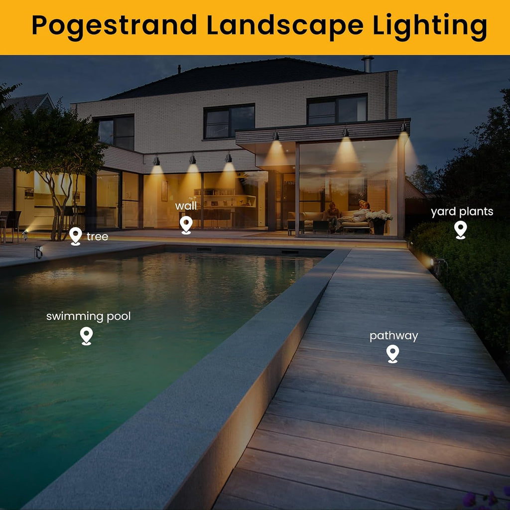 Low Voltage Landscape Lighting,4 Pack Outdoor LED Landscape Spotlights with Transformer 27V Garden Lights Pathway