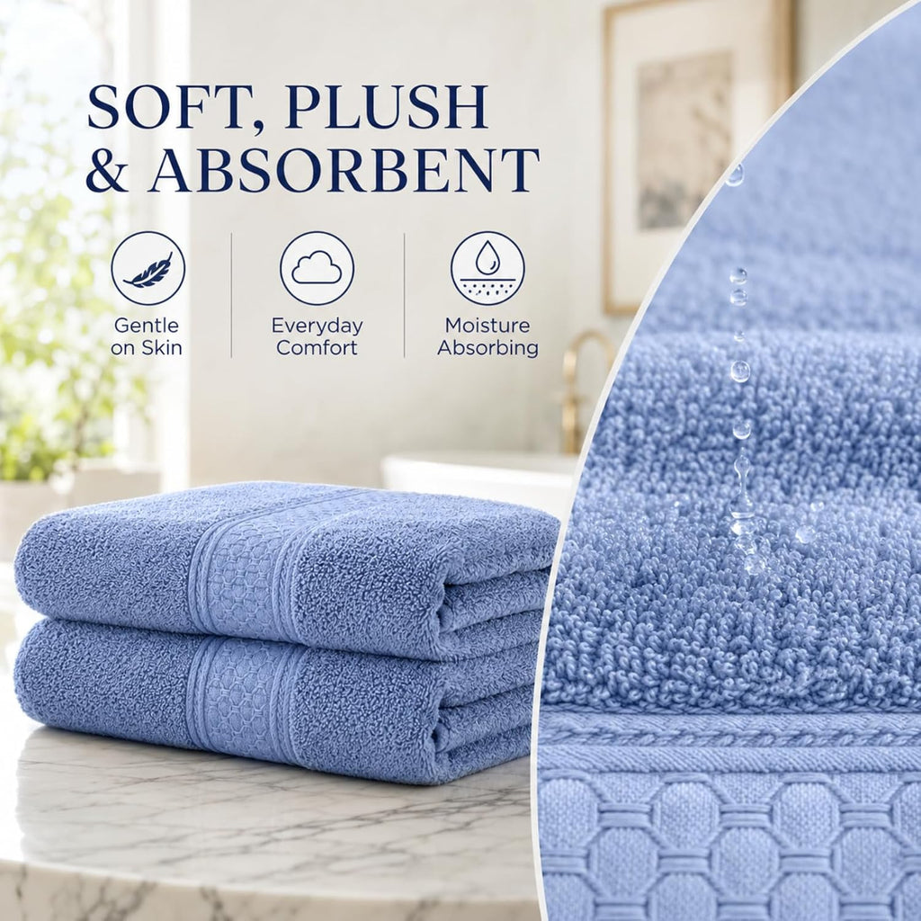 Onuia Luxury Bath Towels Set, 3 Piece Egyptian Cotton Towel Set with Large Bath Towel, Hand Towel and Washcloth