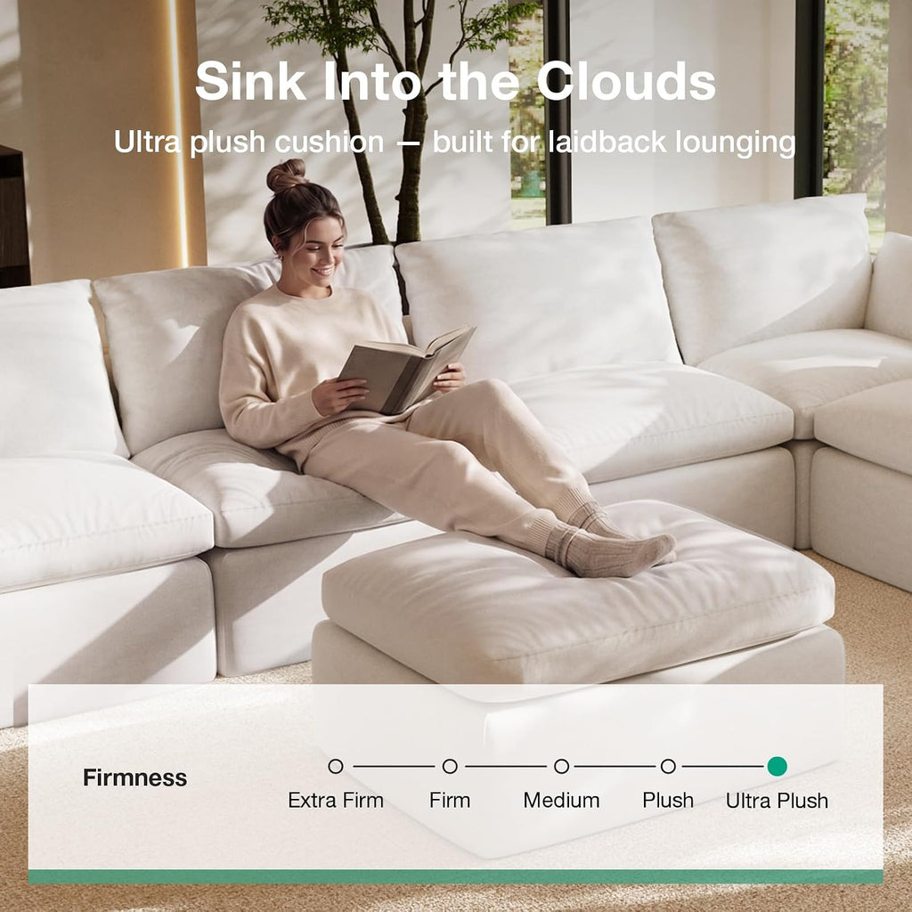104.3" Modular Cloud Couch, Modern Sectional Sofa with Smarts Coil Support, Chenille Fabric, Upholstered Couch