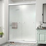 Double Sliding Shower Door 55"-60" W x 72" H with Nano Anti-Explosion Safety Film