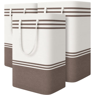 3-Pack Laundry Basket, Laundry Hamper, Khaki-88L