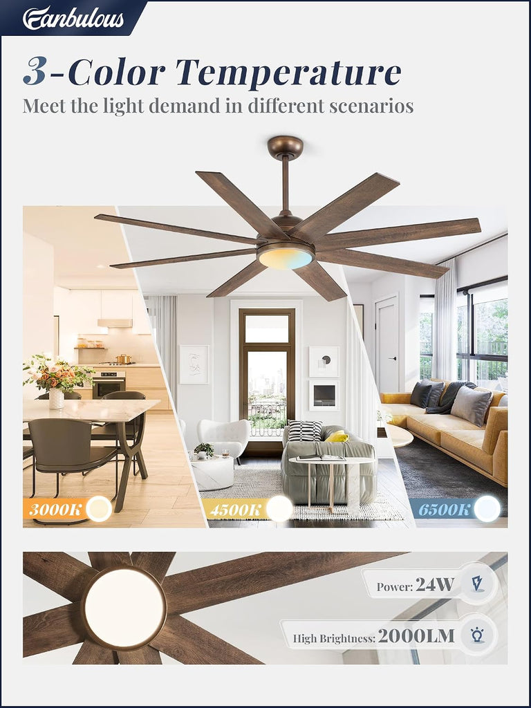60" Ceiling Fan with LED Light and Remote - Antique Bronze