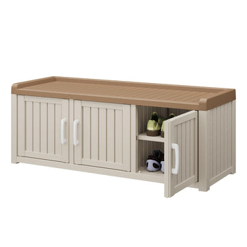 Shoe Storage Cabinet, 3 Doors & Waterproof UV-Resistant, White
