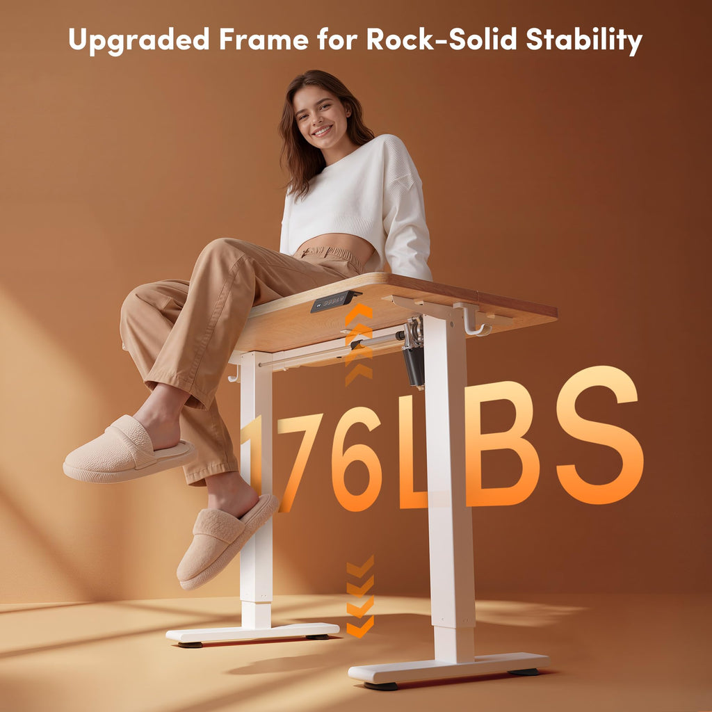 40" Small Electric Standing Desk Height Adjustable Desk, Maple