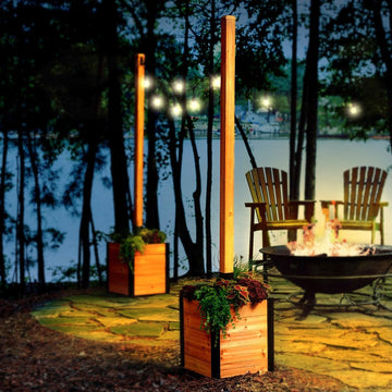 8.5ft H (1 Post w/Planter Box) Freestanding Zippity Concord String Light Post for Outdoor Hanging Lights, Outdoor