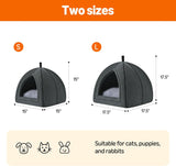 Cat Cave Bed, 2-in-1 Foldable House for Indoor Cats, with Washable Cushion and Non-Slip Base, 17.5 x 17.5 Inches, Large