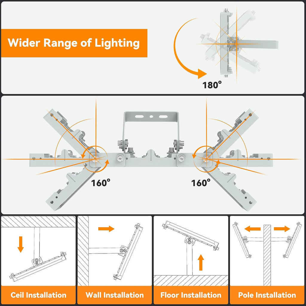 300W LED Outdoor Flood Light, 30000LM Super Bright Stadium Light, 6000K Daylight White, IP66 Waterproof 3 Heads