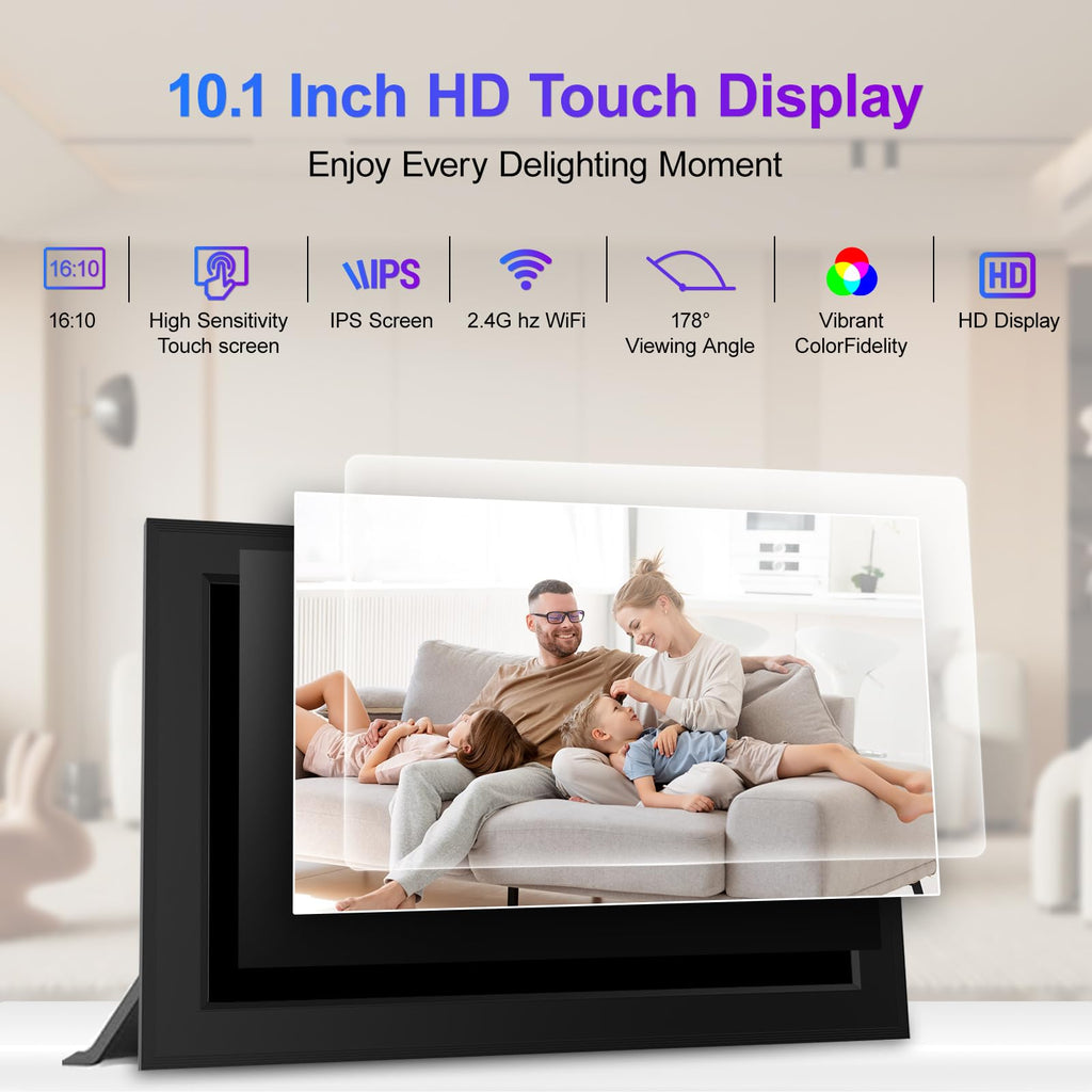 Frameo 10.1 Inch Digital Picture Frames Smart WiFi Digital Photo Frame with 1280x800 IPS Touch Screen HD, 32GB