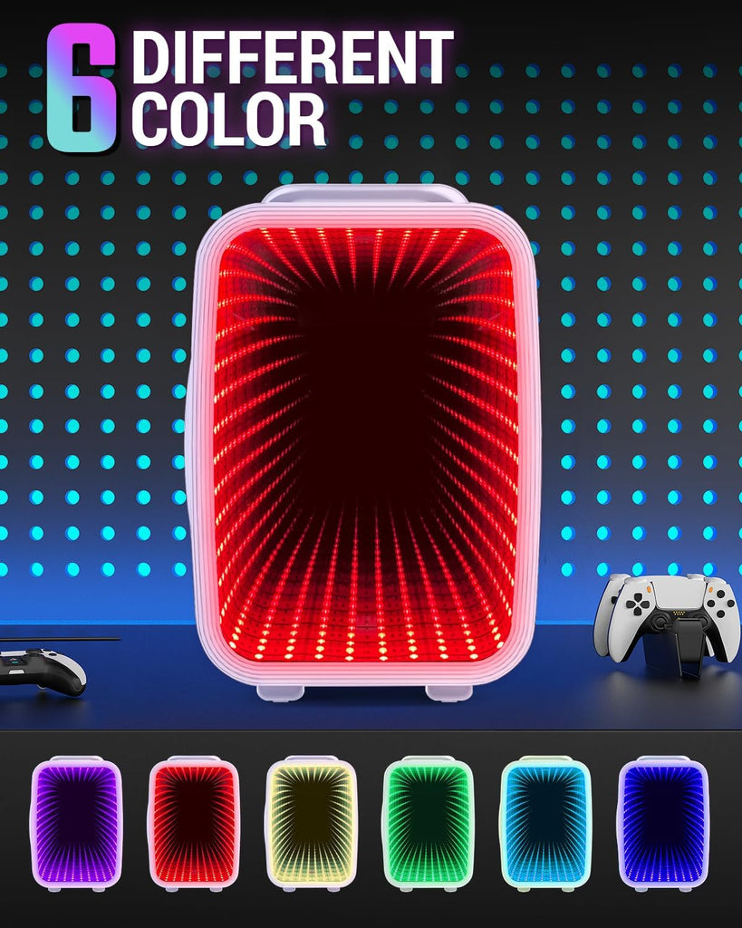 Mini Fridge, 4 Liter/6 Cans Small Refrigerator With Dimmable LED Light,AC/DC Portable Mini Cooler and Warmer, Gaming