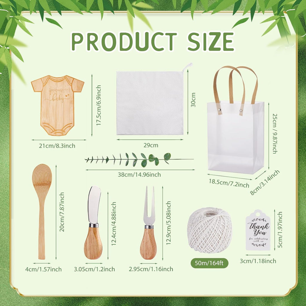 Baby Shower Prizes for Game Winners Bodysuit Shaped Cheese Board Gift with Spoons Butter Spreaders Gift Bags Kitchen