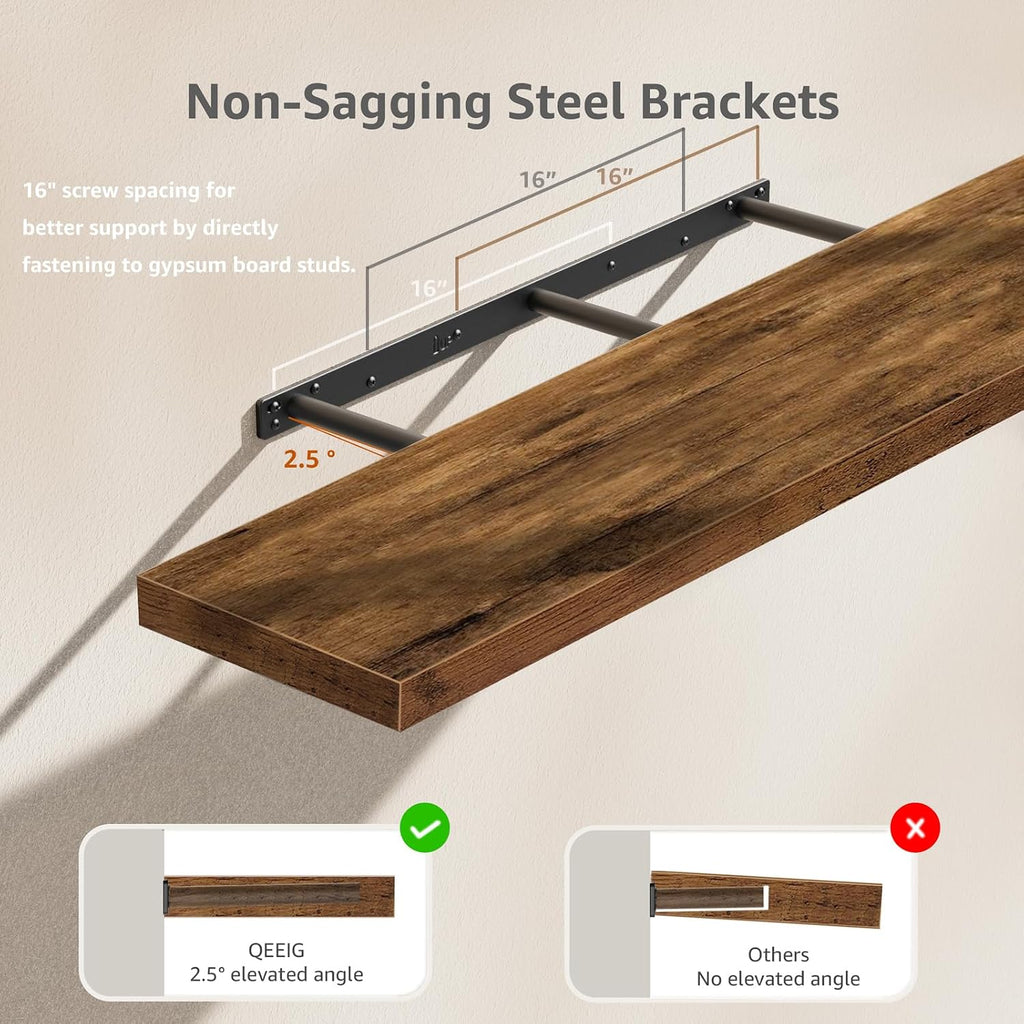 Floating Shelves for Wall 47.2" Extra Long - Wall Shelf Bathroom Kitchen Living Room Bedroom Farmhouse Home Decor
