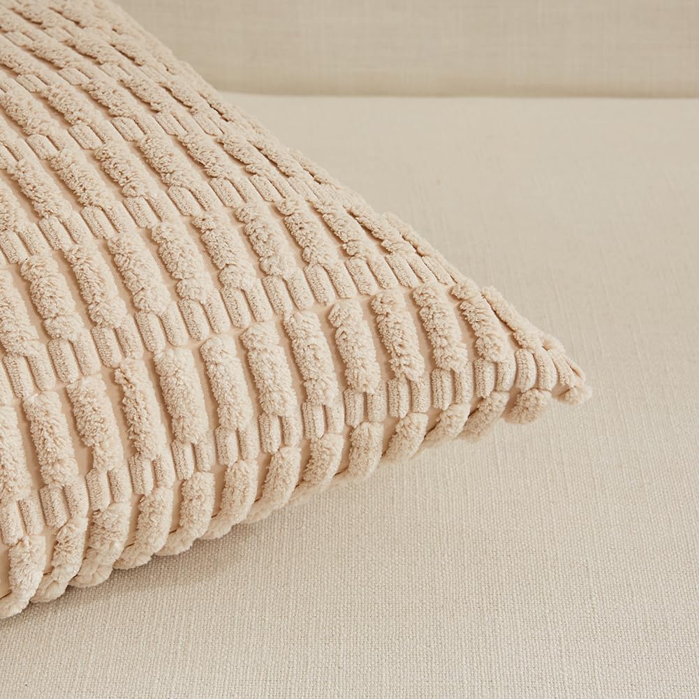 4 Packs Decorative Throw Pillow Covers, Modern Farmhouse Boho Home Décor Accent Cushion Case, 18" x 18", Neutral