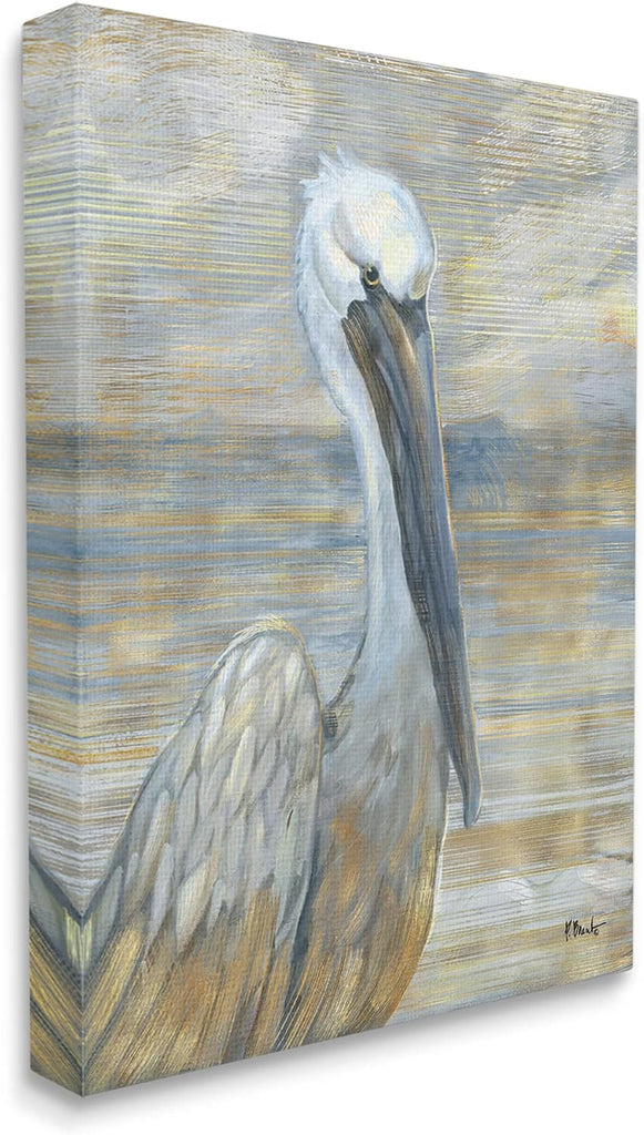Coastal Pelican Bird Abstract Portrait, Designed By Paul Brent , Canvas Wall Art
