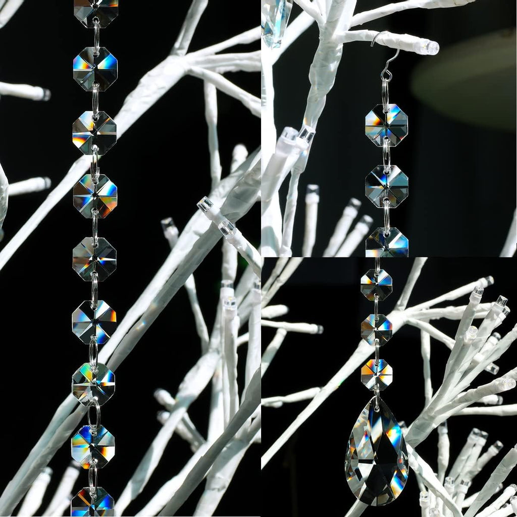 1ft Teardrop Crystals Garland, Hanging Chandelier Crystals Prism Bead Chain - 10 PACK Glass Chandelier Replacement