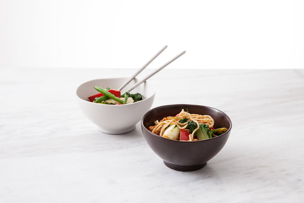 Vitraluxe Dinnerware Heirloom Matte Finish Rice Bowl 5.75-Inch, Charcoal, Set of 4