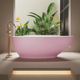 64" Edeyeu Freestanding Bathtub - Modern Artificial Stone Soaking Bathtub, Extra-Deep Freestanding Bathtub, Colored